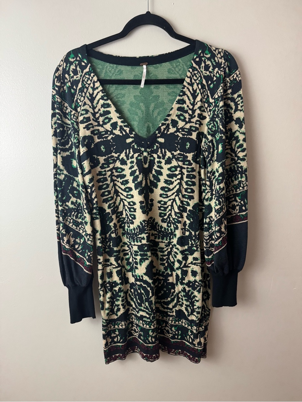 Free People Music & Lyrics Boho Long Sleeve Sweater Mini Dress Small